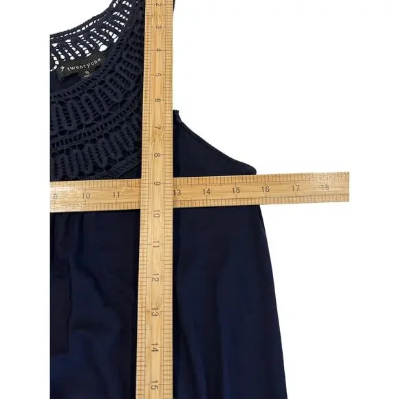 twentyone Crochet Lace Yolk Stretch Blue Tank Women's Size S Y2k 90s Retro Boho - Picture 8 of 9